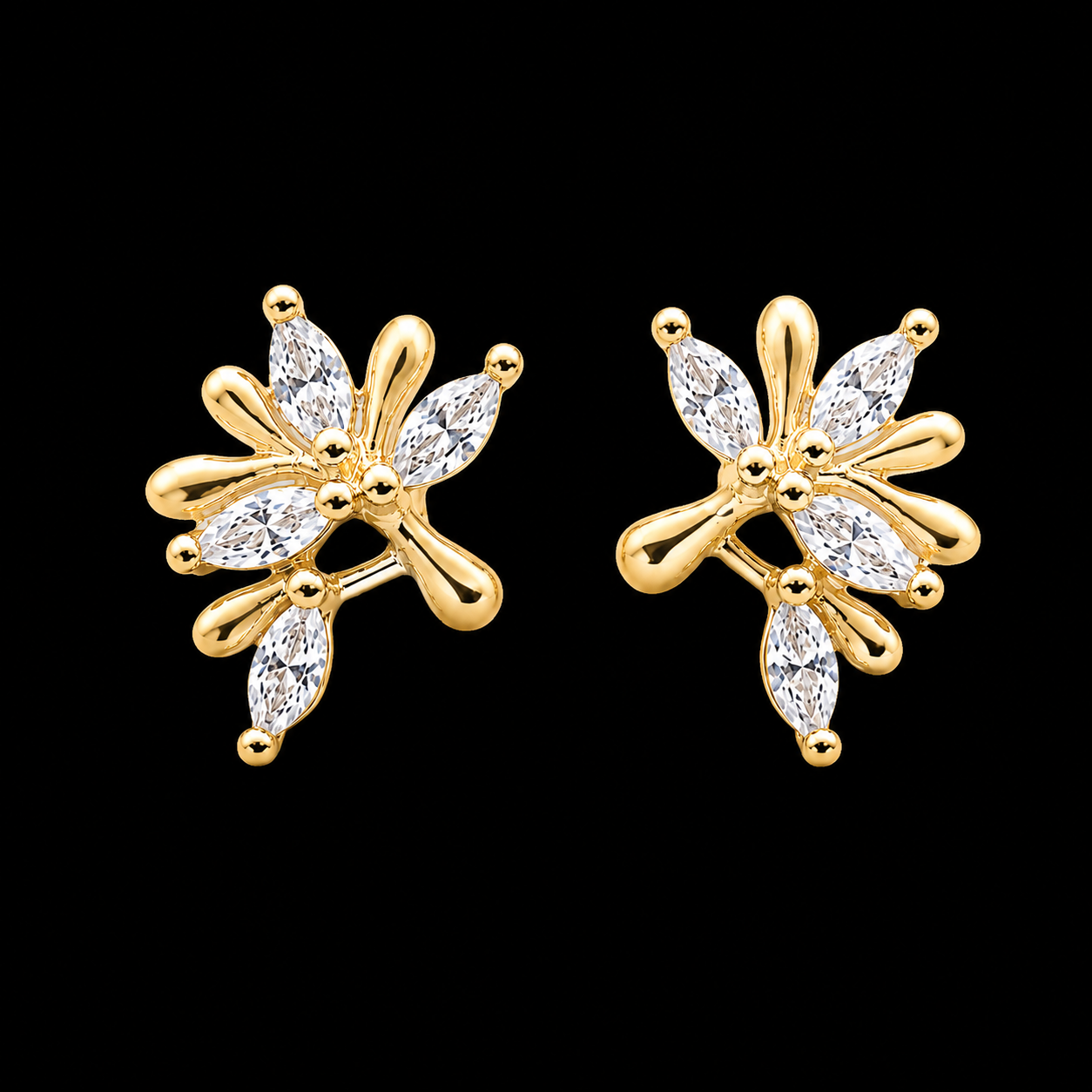 Nature-Inspired Tree of Life Stud Earrings with Marquise Crystal Leaves
