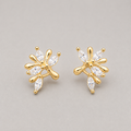 Nature-Inspired Tree of Life Stud Earrings with Marquise Crystal Leaves