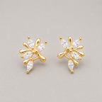 Nature-Inspired Tree of Life Stud Earrings with Marquise Crystal Leaves