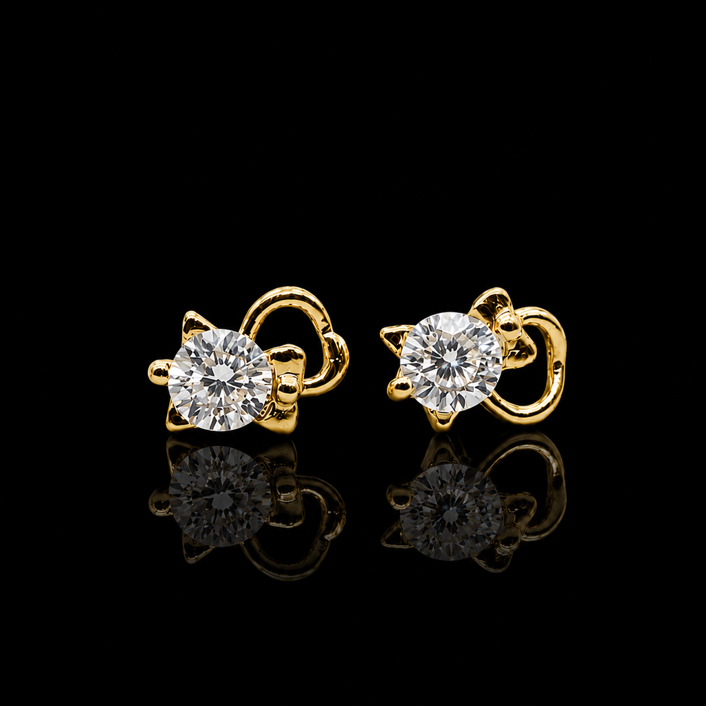 Crystal Cat Stud Earrings