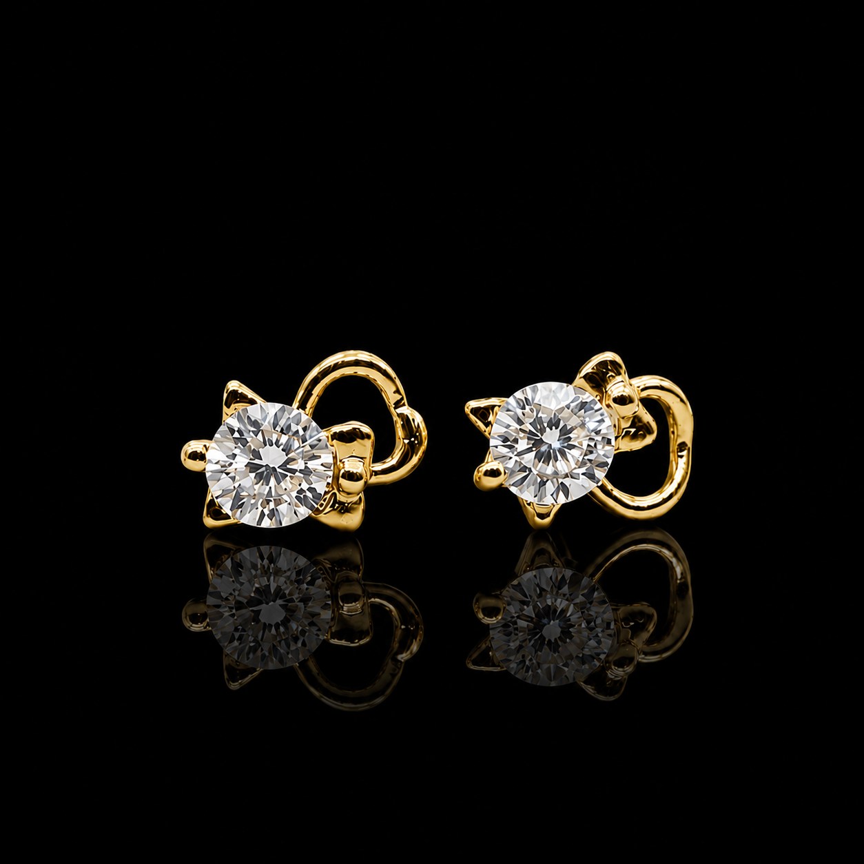 Crystal Cat Stud Earrings