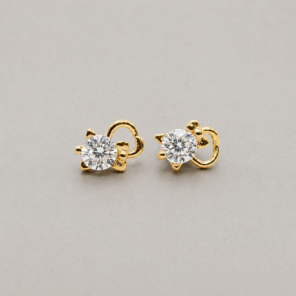 Crystal Cat Stud Earrings