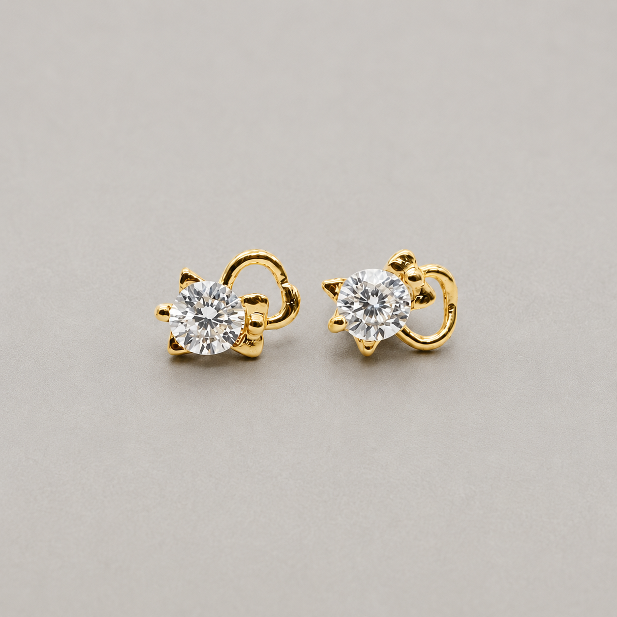 Crystal Cat Stud Earrings