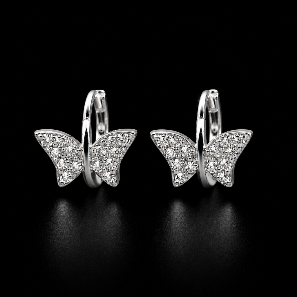 Butterfly  Hoop Earrings with Shimmering Pav‚ Crystals