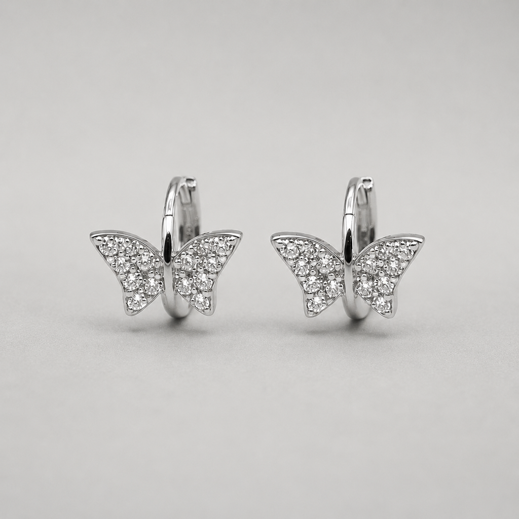 Butterfly  Hoop Earrings with Shimmering Pav‚ Crystals