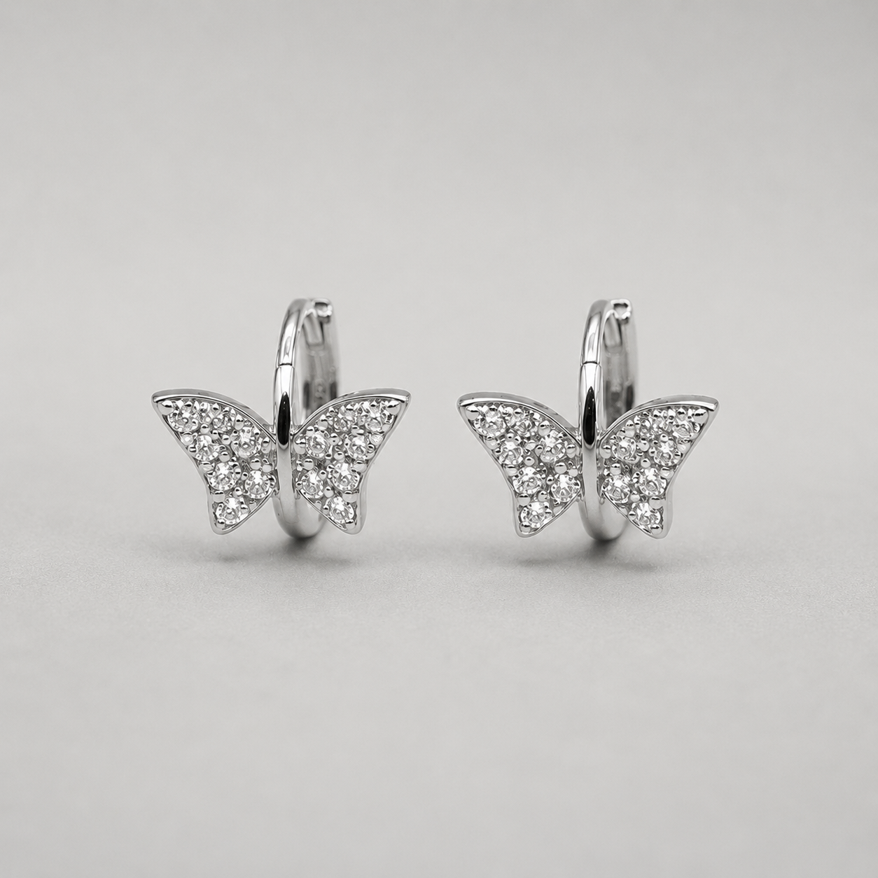 Butterfly  Hoop Earrings with Shimmering Pav‚ Crystals