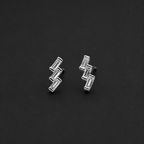 Minimalist Geometric Zig-Zag Stud Earrings with Radiant Baguette Crystals