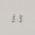 Minimalist Geometric Zig-Zag Stud Earrings with Radiant Baguette Crystals