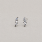 Minimalist Geometric Zig-Zag Stud Earrings with Radiant Baguette Crystals