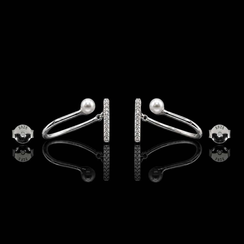 J-Hook Earrings with Shimmering Pav