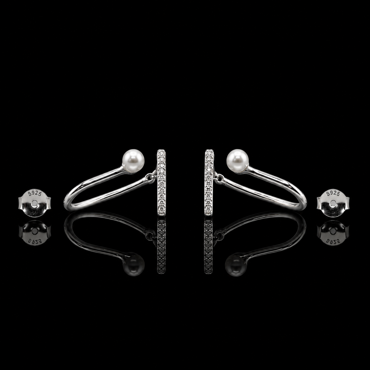 J-Hook Earrings with Shimmering Pav