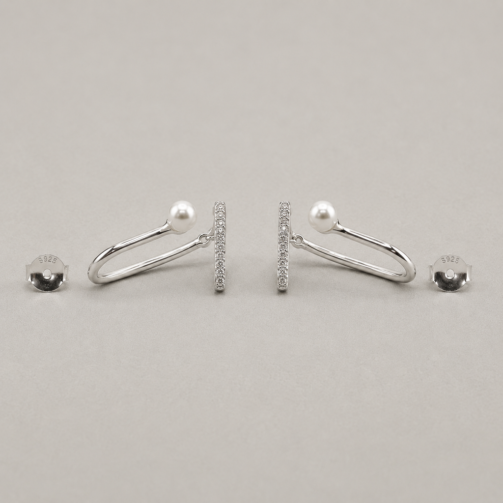 J-Hook Earrings with Shimmering Pav