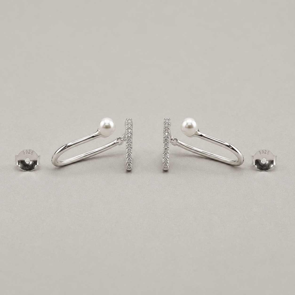J-Hook Earrings with Shimmering Pav