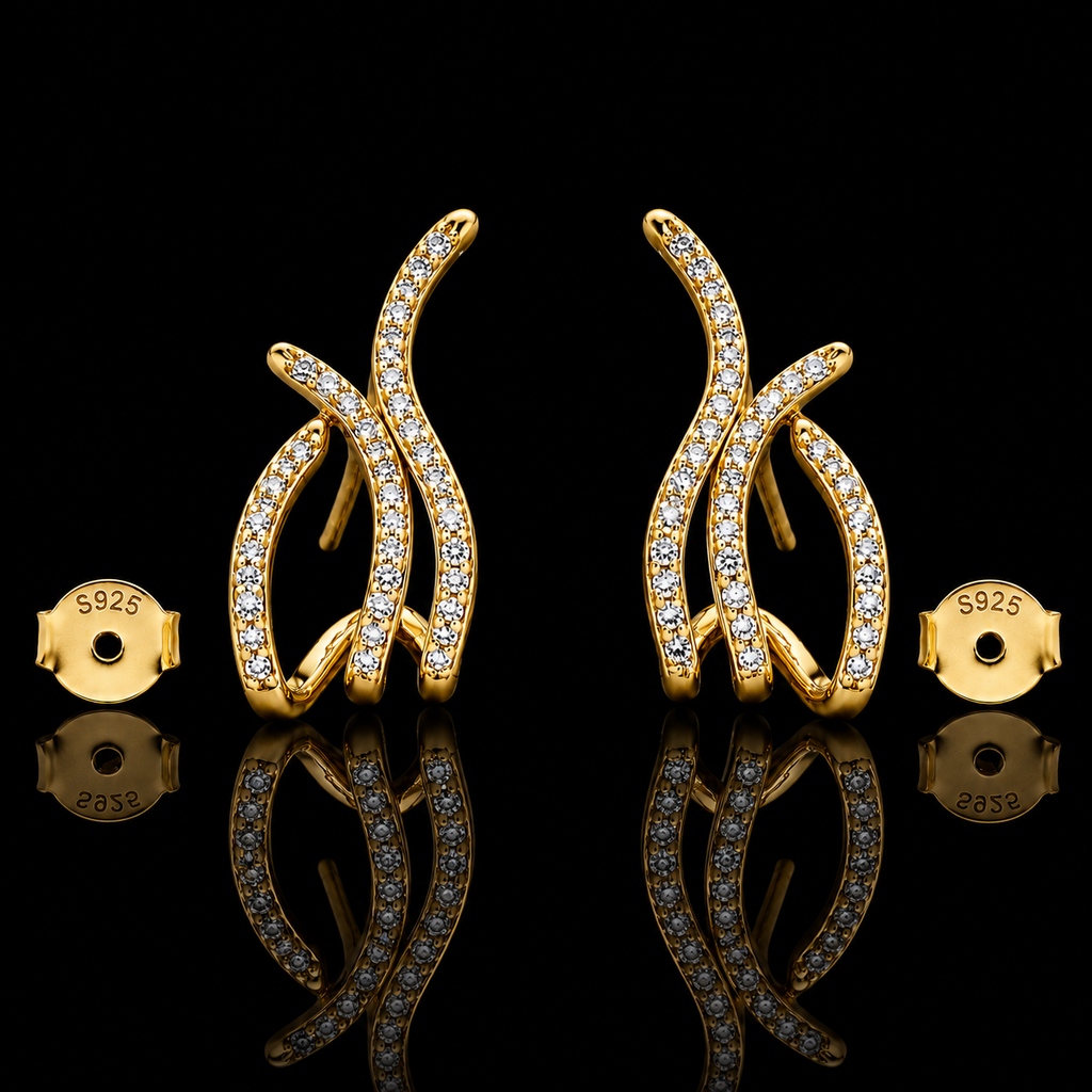 Triple-Wave Stud Earrings