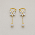 Elegant Crystal Flower Ear Cuffs with Delicate Dangle Chain