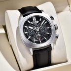 BENYAR 5205 Men's Watch – Sport Chronograph with Luminous Hands Black and Silver Dial