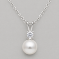Modern Rhodium Pearl Drop Necklace