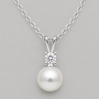 Modern Rhodium Pearl Drop Necklace