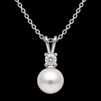 Modern Rhodium Pearl Drop Necklace