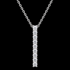 Sleek Linear Crystal Rhodium Pendant