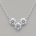 Modern Rhodium Tri-Stone Pendant