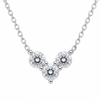 Modern Rhodium Tri-Stone Pendant