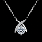 Elegant Crossed-Arch Solitaire Necklace