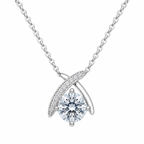 Elegant Crossed-Arch Solitaire Necklace