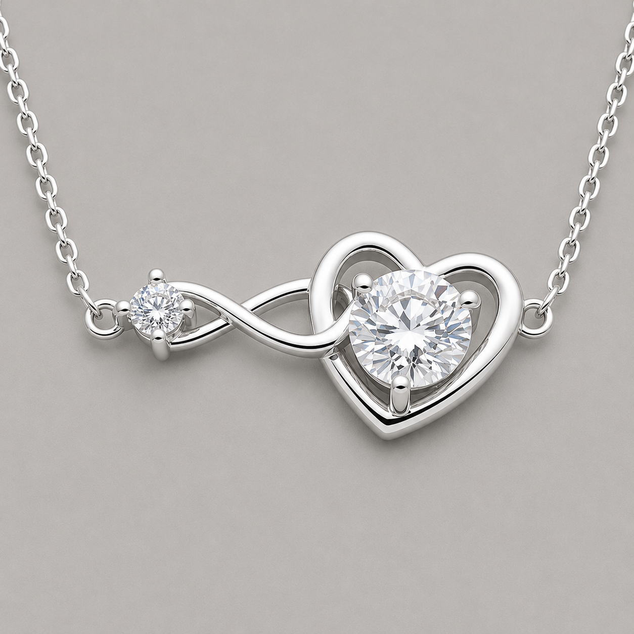 925 Lustrous Heart and Infinity Pendant