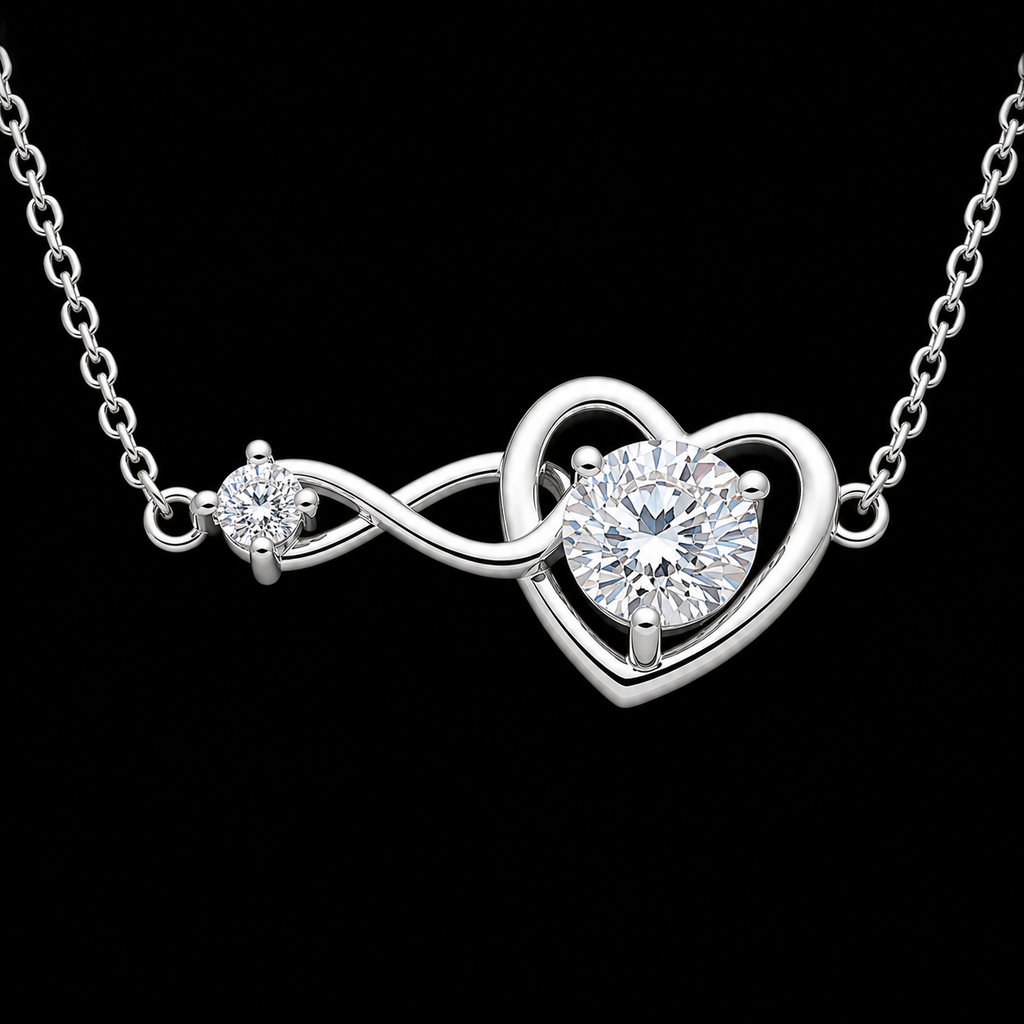 925 Lustrous Heart and Infinity Pendant
