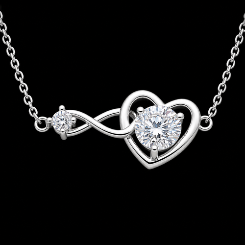 925 Lustrous Heart and Infinity Pendant