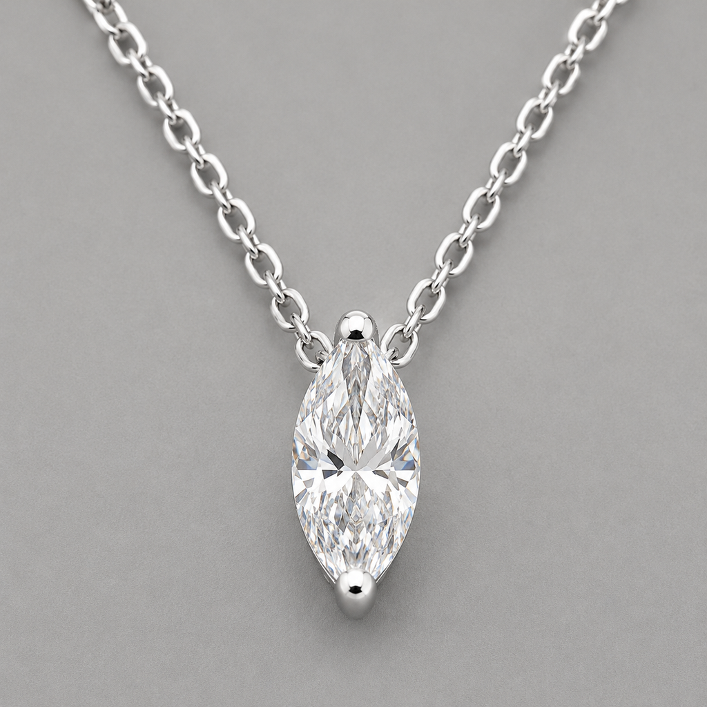S925 Silver Marquise Moissanite Solitaire Necklace
