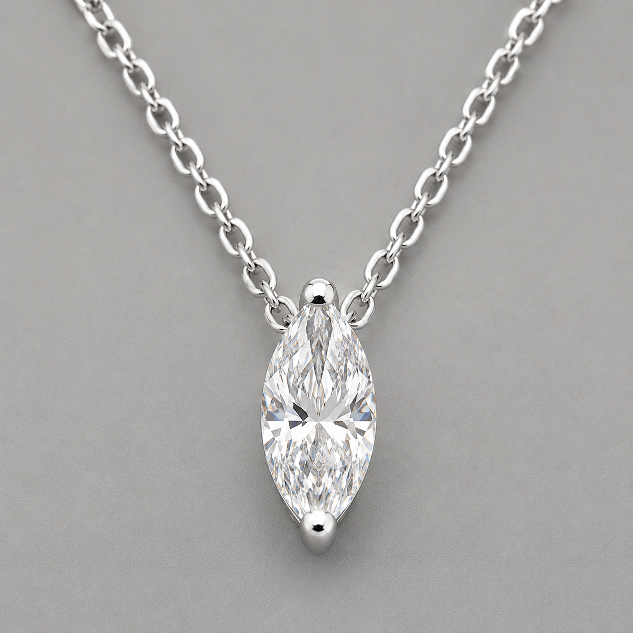 S925 Silver Marquise Moissanite Solitaire Necklace