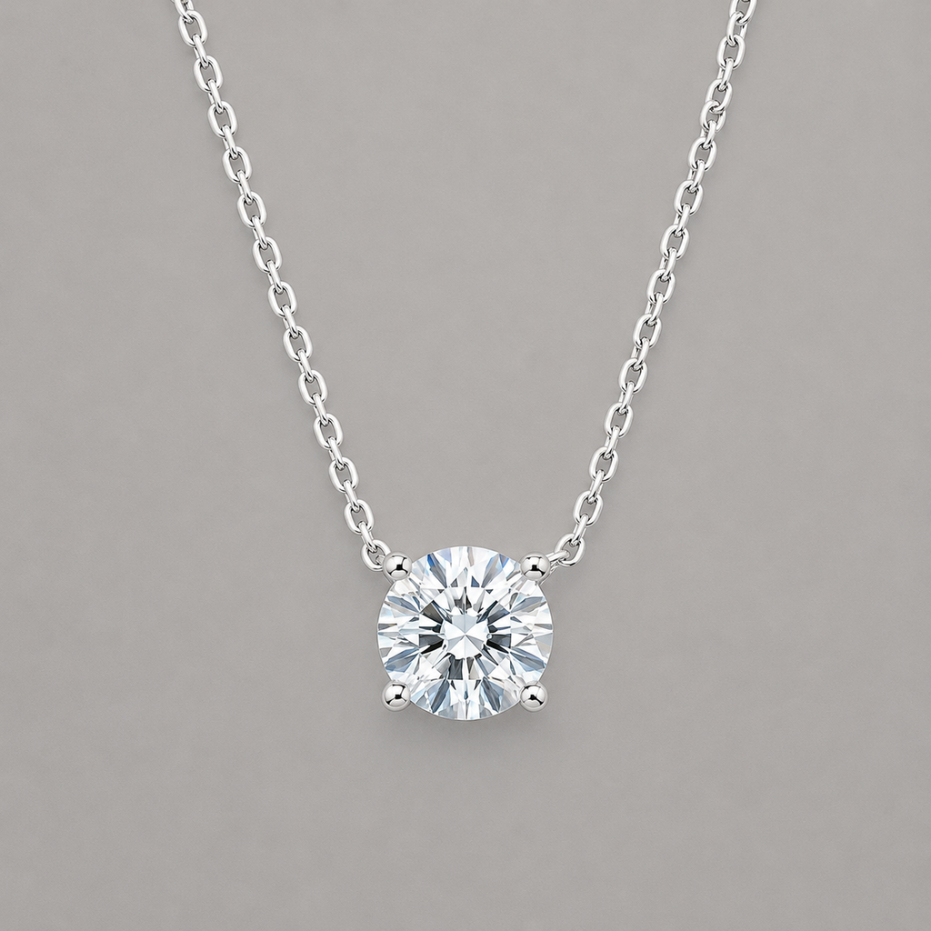 S925 Silver Round Solitaire Necklace