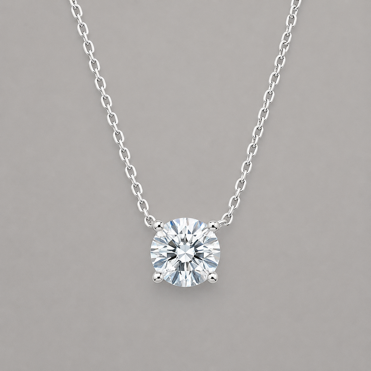 S925 Silver Round Solitaire Necklace