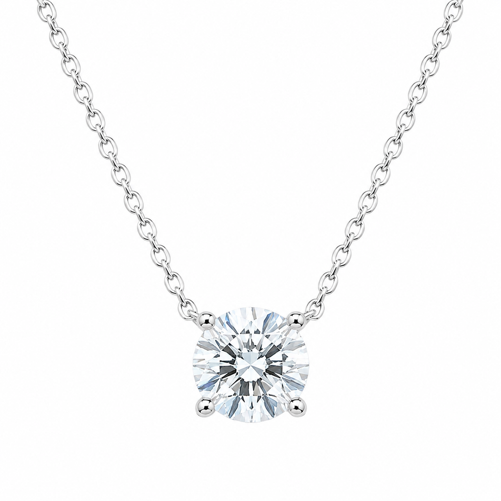 S925 Silver Round Solitaire Necklace