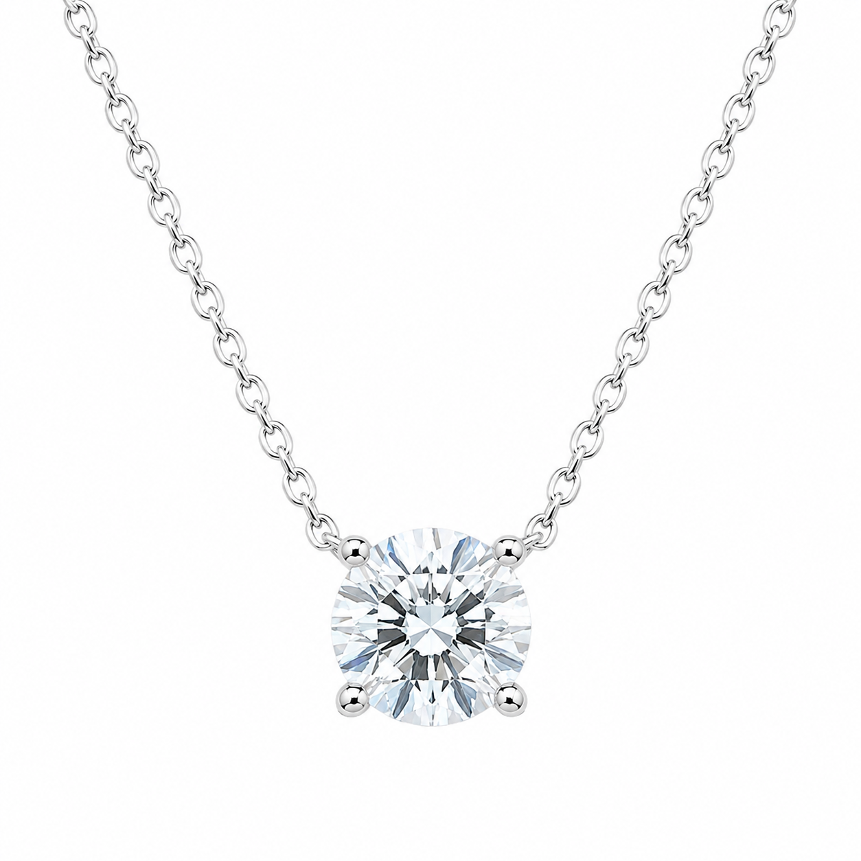 S925 Silver Round Solitaire Necklace
