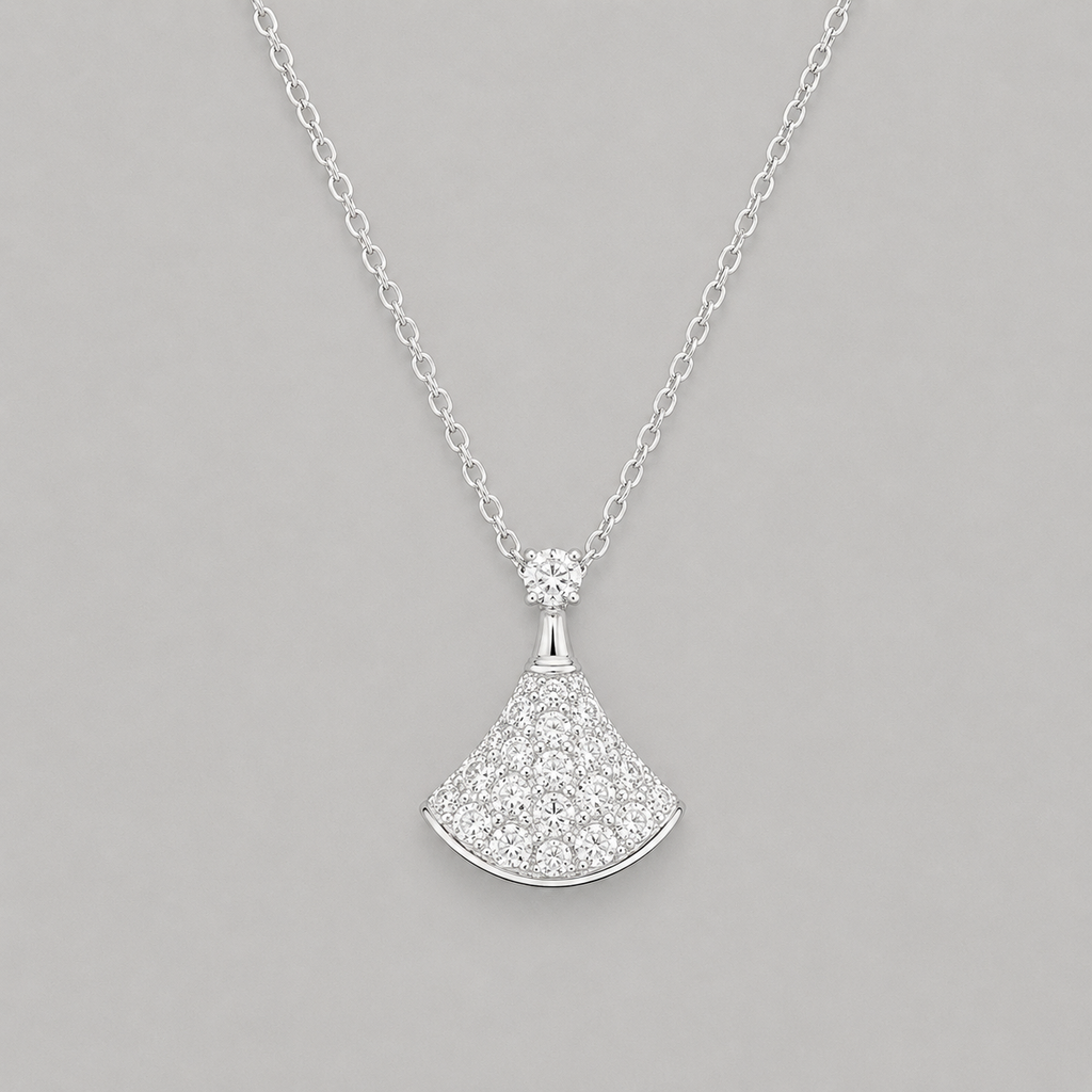 Radiant S925 Silver Fan Necklace