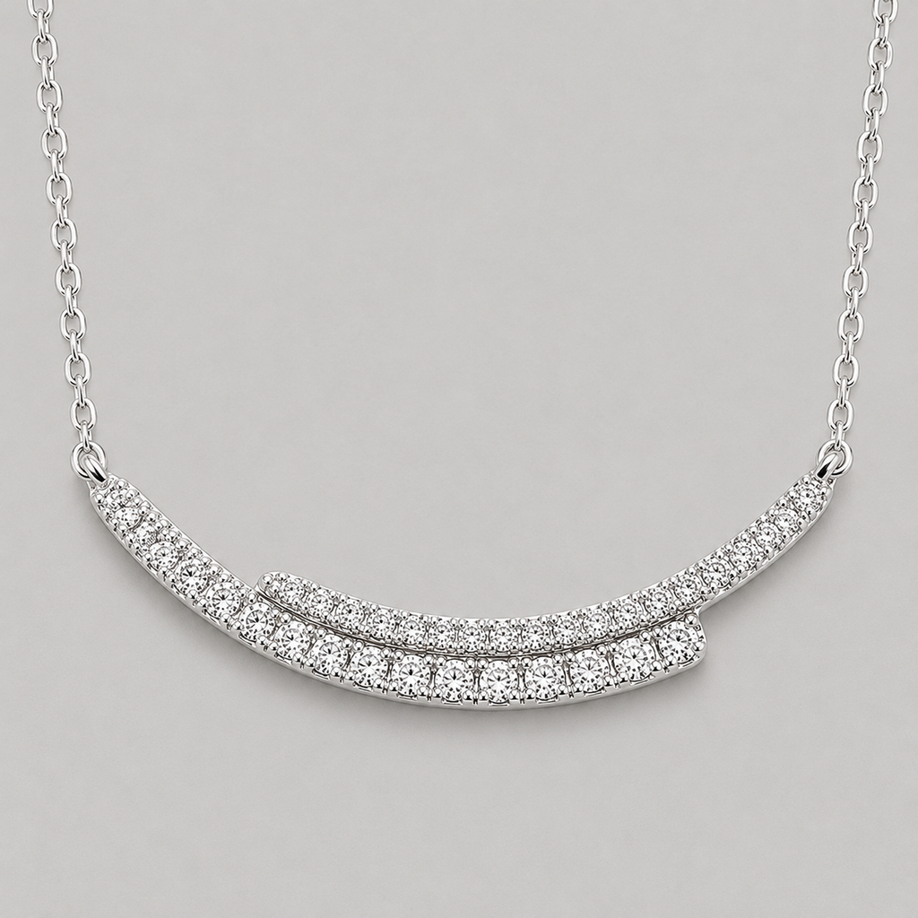 Sterling Silver Dual-Arc Smile Necklace