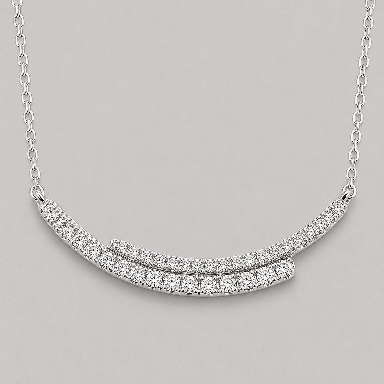 Sterling Silver Dual-Arc Smile Necklace