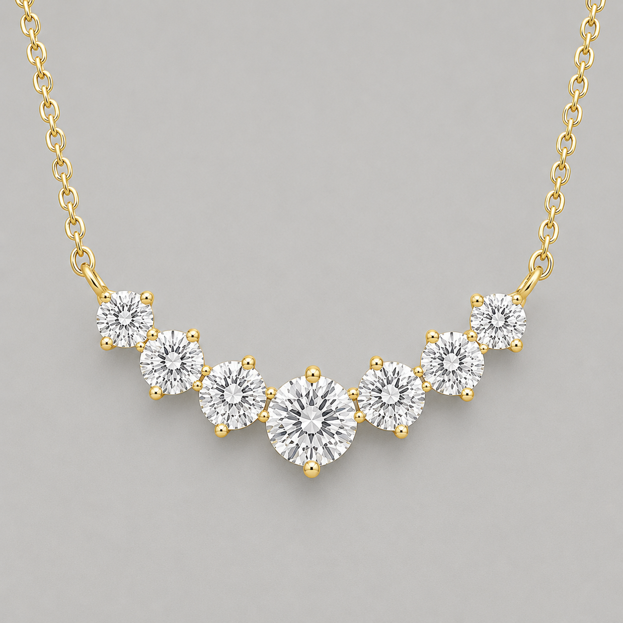 Sterling Silver Graduated Seven-Stone Necklace