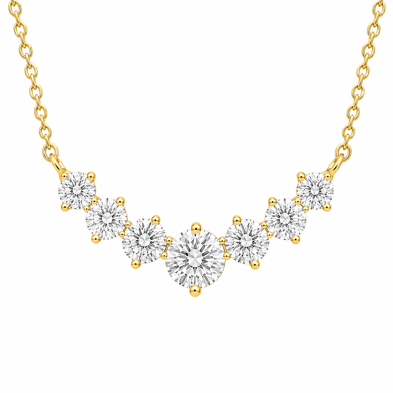 Sterling Silver Graduated Seven-Stone Necklace