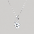 Sterling Silver Heart Ribbon Necklace
