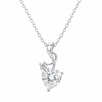 Sterling Silver Heart Ribbon Necklace