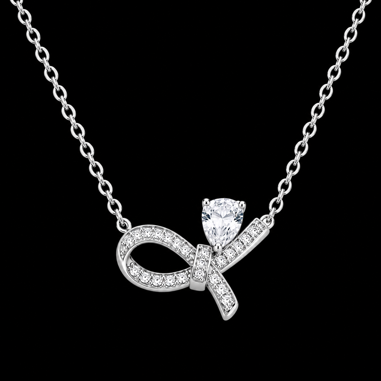 Pavé Bow Moissanite Necklace