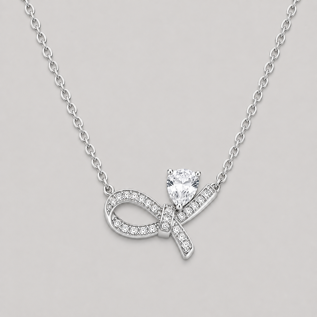 Pavé Bow Moissanite Necklace