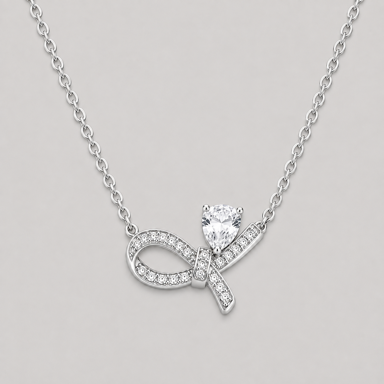 Pavé Bow Moissanite Necklace