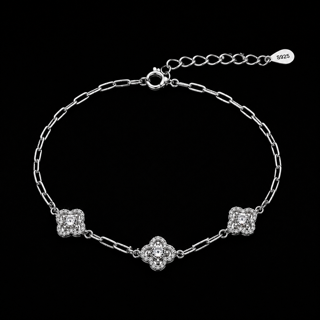 S925 Moissanite Floral Link Bracelet