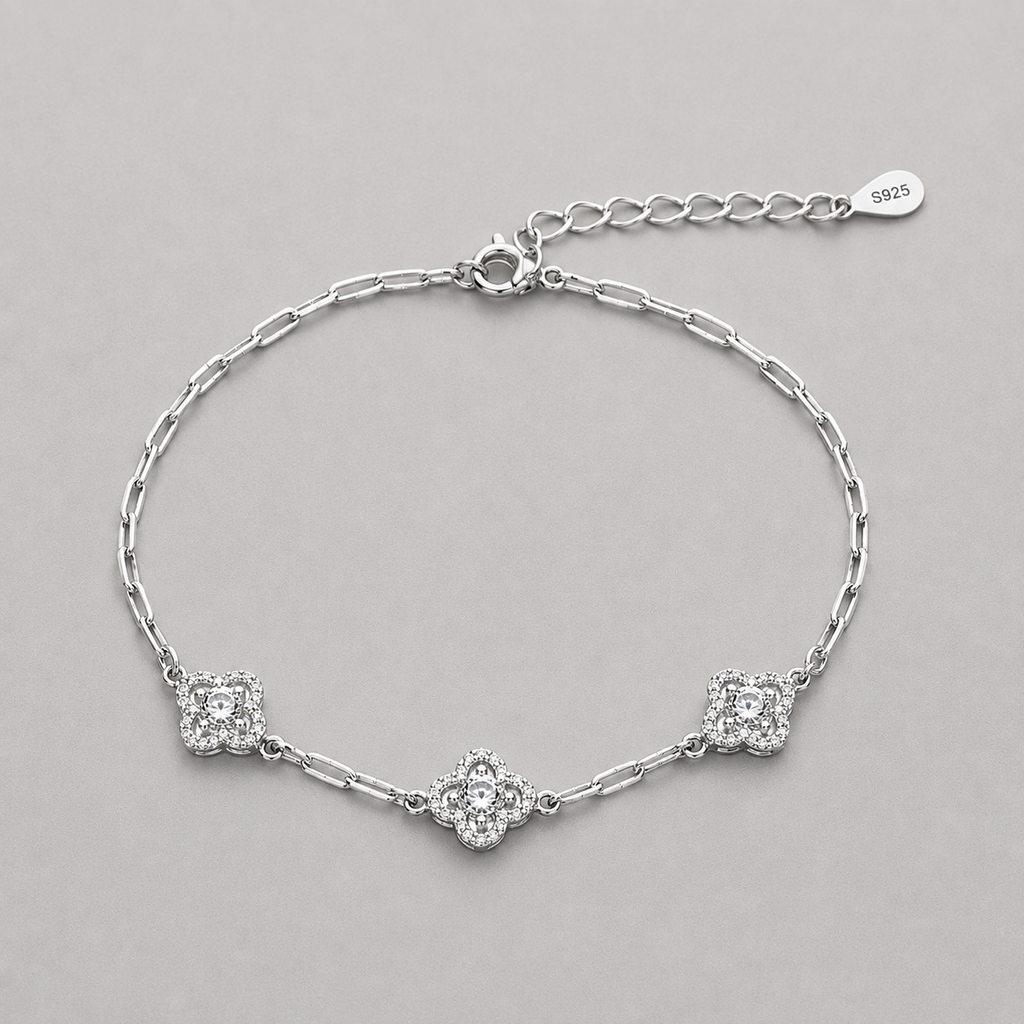 S925 Moissanite Floral Link Bracelet