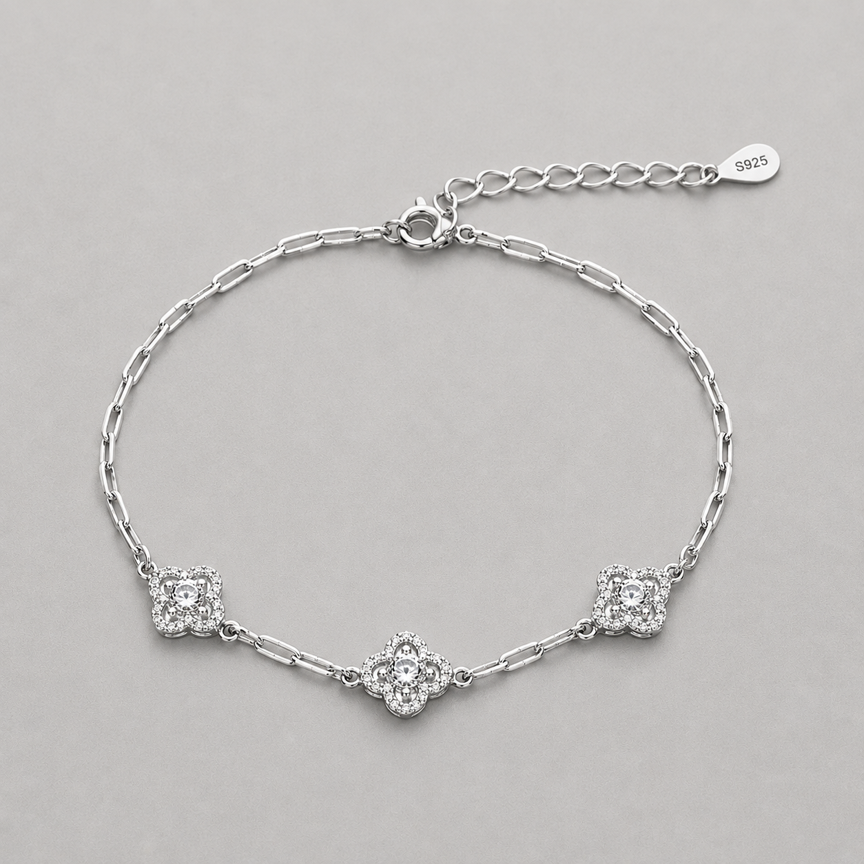 S925 Moissanite Floral Link Bracelet